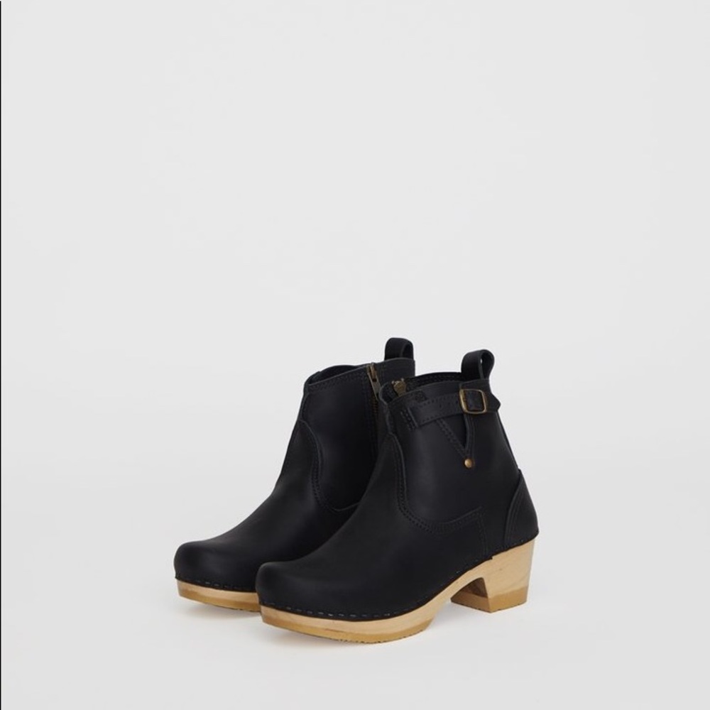 No. 6 Leather Clog Buckle Boot 41 black GUC